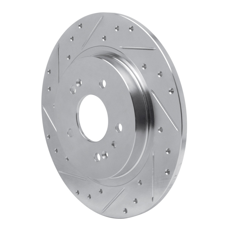 Hyundai SANTA FE Brake Rotor (1) - Rear Left - R1 Concepts - Drilled & Slotted - Silver - `19-`25